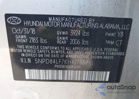2019 Hyundai Elantra Sel из США, поврежденный, VIN 5NPD84LF7KH427389